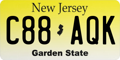 NJ license plate C88AQK