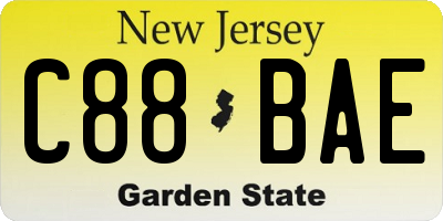 NJ license plate C88BAE