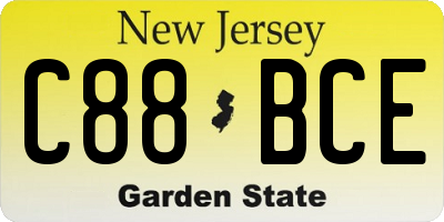 NJ license plate C88BCE