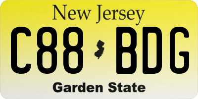 NJ license plate C88BDG