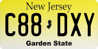 NJ license plate C88DXY