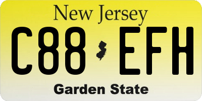 NJ license plate C88EFH