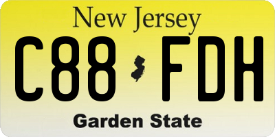 NJ license plate C88FDH
