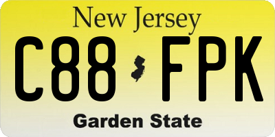 NJ license plate C88FPK