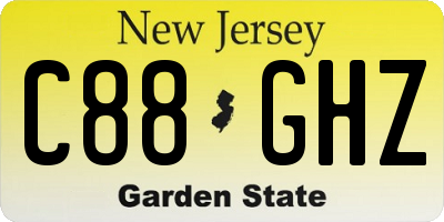 NJ license plate C88GHZ