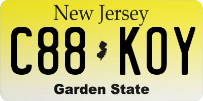 NJ license plate C88KOY