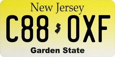 NJ license plate C88OXF