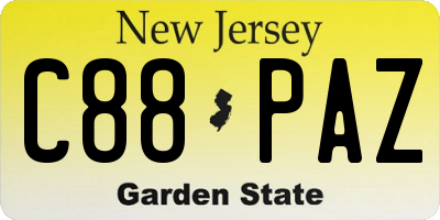 NJ license plate C88PAZ
