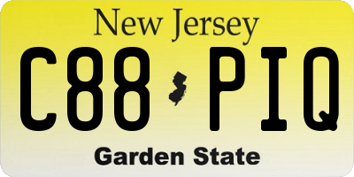NJ license plate C88PIQ