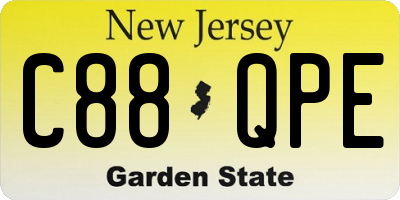 NJ license plate C88QPE