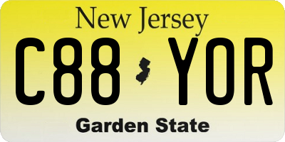 NJ license plate C88YOR