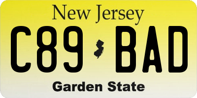 NJ license plate C89BAD