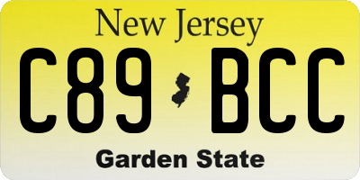 NJ license plate C89BCC
