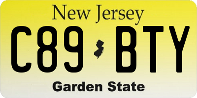NJ license plate C89BTY