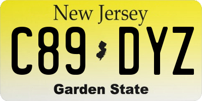 NJ license plate C89DYZ