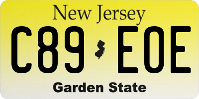NJ license plate C89EOE