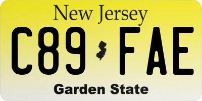 NJ license plate C89FAE