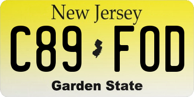 NJ license plate C89FOD