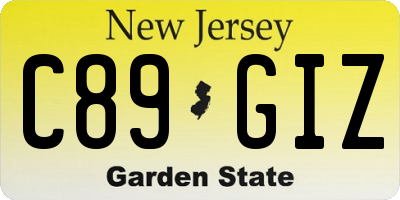 NJ license plate C89GIZ