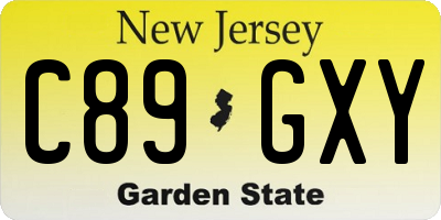 NJ license plate C89GXY