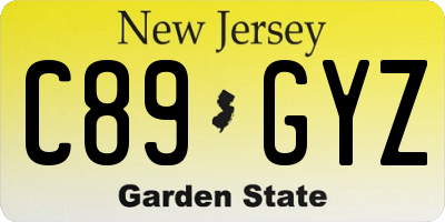 NJ license plate C89GYZ