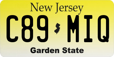 NJ license plate C89MIQ