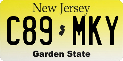 NJ license plate C89MKY