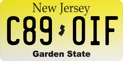 NJ license plate C89OIF