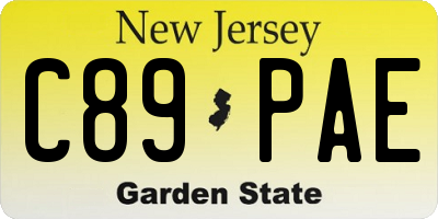 NJ license plate C89PAE
