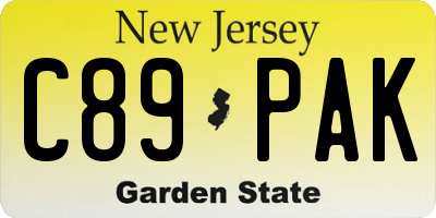 NJ license plate C89PAK