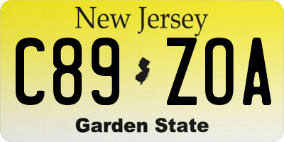 NJ license plate C89ZOA