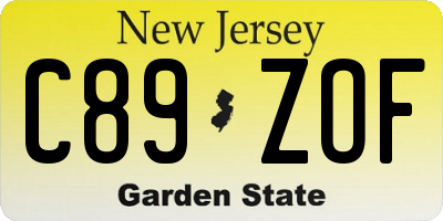 NJ license plate C89ZOF
