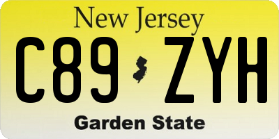 NJ license plate C89ZYH