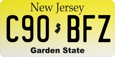 NJ license plate C90BFZ