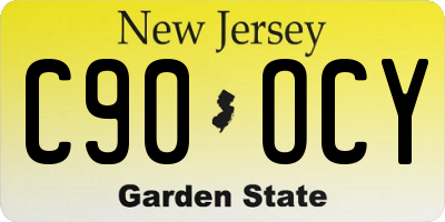 NJ license plate C90OCY