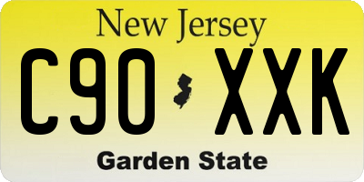 NJ license plate C90XXK