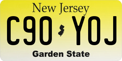 NJ license plate C90YOJ