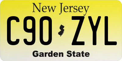NJ license plate C90ZYL
