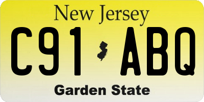 NJ license plate C91ABQ