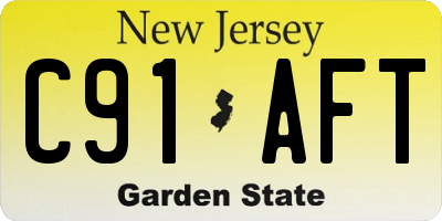 NJ license plate C91AFT