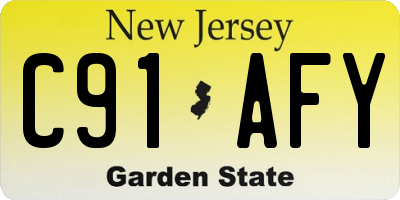 NJ license plate C91AFY