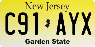 NJ license plate C91AYX