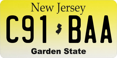 NJ license plate C91BAA