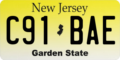 NJ license plate C91BAE