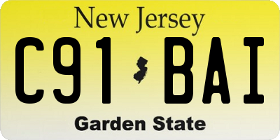 NJ license plate C91BAI