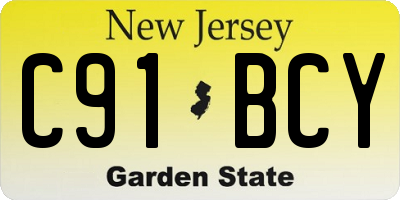 NJ license plate C91BCY