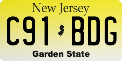 NJ license plate C91BDG