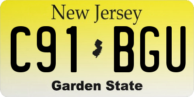 NJ license plate C91BGU