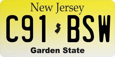 NJ license plate C91BSW