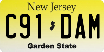 NJ license plate C91DAM